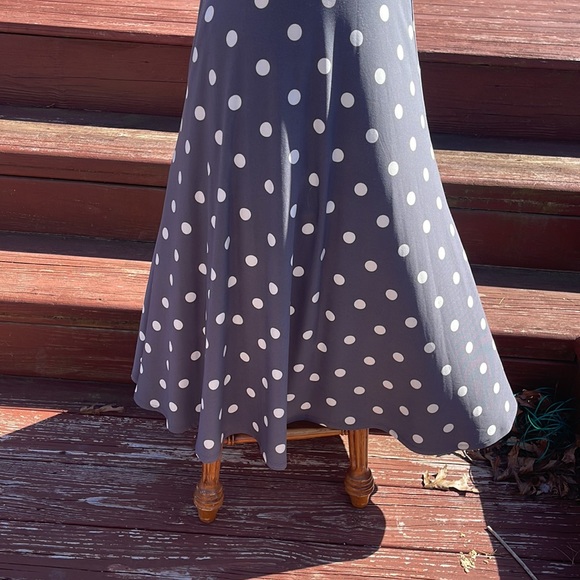 Lauren Ralph Lauren Gray Base with White Dots Maxi Women's Dress Size 2 - Picture 3 of 9